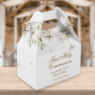 Elegant First Holy Communion White Blossom Floral Favour Box