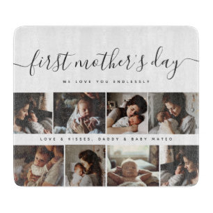 Elegant First Mother's Day Custom Photo Collage Cutting Board