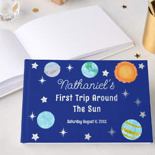 Elegant First Trip Around The Sun Boy's Birthday Guest Book
