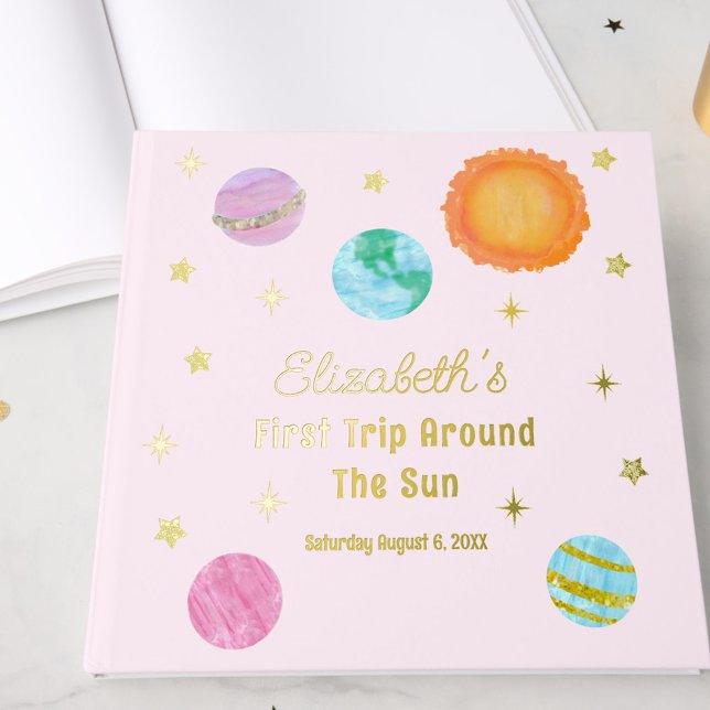 Elegant First Trip Around The Sun Girl's Birthday Guest Book (Creator Uploaded)