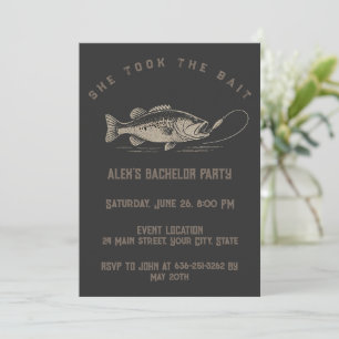 Elegant Fishing Themed Weekend Trip Bachelor Party Invitation