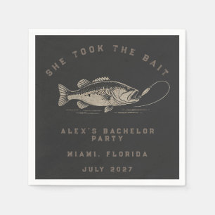 Elegant Fishing Themed Weekend Trip Bachelor Party Napkin