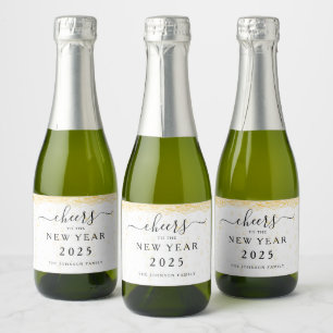 Elegant Fizz Bubbles Cheers New Year's Eve Mini Sparkling Wine Label