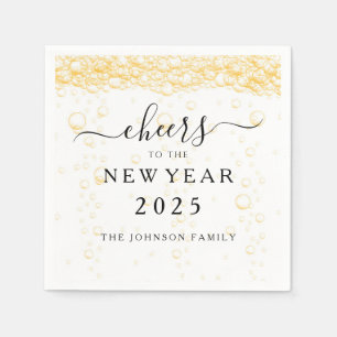Elegant Fizz Bubbles New Year's Eve Napkin