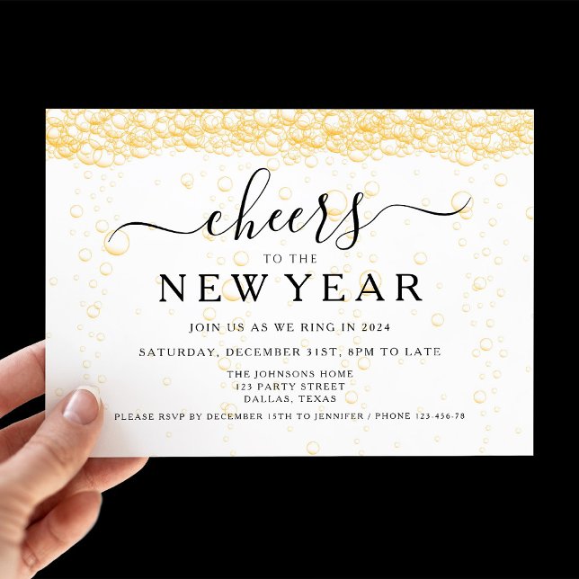 Elegant Fizz New Year's Eve Party Invitation (Elegant Fizz New Year's Eve Party Invitation)