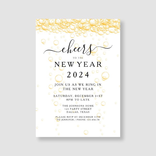 Elegant Fizz New Year's Eve Party Invitation (Elegant Fizz New Year's Eve Party Invitation)