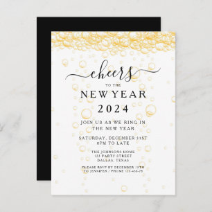 Elegant Fizz New Year's Eve Party Invitation Postcard