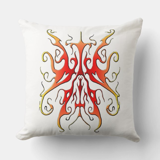 Elegant Flame Tribal Mask Abstract Design Cushion (Front)