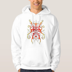 Elegant Flame Tribal Mask Abstract Design Hoodie