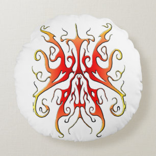 Elegant Flame Tribal Mask Abstract Design Round Cushion