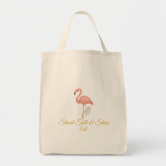 Elegant Flamingo Art with Soft Pastel Quote Tote Bag (Front)