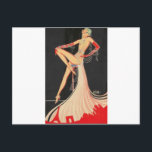 Elegant Flapper Postcard<br><div class="desc">An elegant flapper in the 1920s performs on stage.</div>