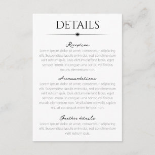Elegant Flare Black White Wedding Details Enclosure Card