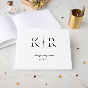 Elegant Flare Two Initial Monogram Wedding Guest Book