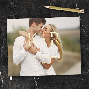Elegant Flare Two Initial Monogram Wedding Guest Book