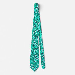 Elegant Flashy Turquoise Blue Glitter Tie
