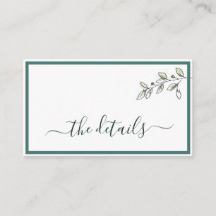 Elegant Flat Modern Botanical Green Twig Enclosure Card