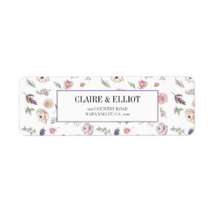 Elegant Flat Modern Botanical Green Weddin Return Address Label