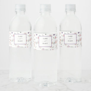 Elegant Flat Modern Botanical Green Wedding Water Bottle Label