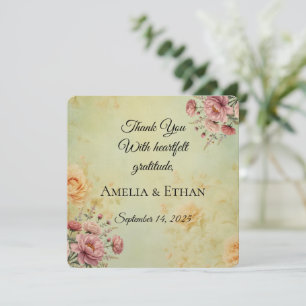 Elegant Flat Wedding Thank You Card 