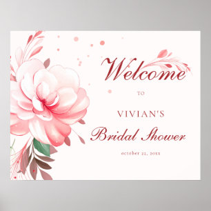 Elegant Flawless Sakura Pink Bridal Shower Welcome Poster
