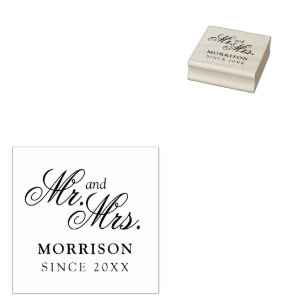 Elegant Flemish Script Timeless Romantic Style Rubber Stamp