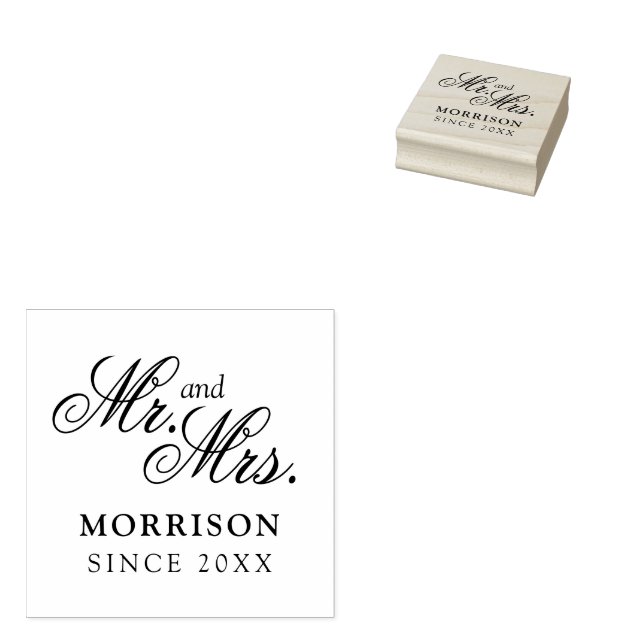 Elegant Flemish Script Timeless Romantic Style Rubber Stamp (Stamped)