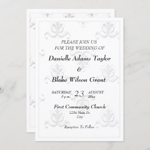 Elegant Fleur de Lis Black & White Wedding Invitat Invitation