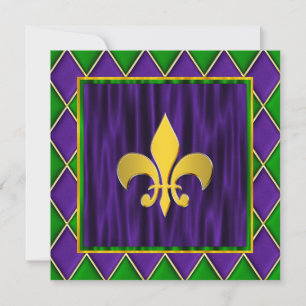 Elegant Fleur De Lis Mardi Gras Wedding Invitation