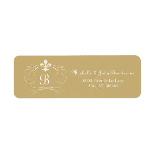 Elegant Fleur de Lis Monogram Return Address Label
