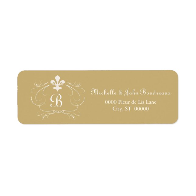 Elegant Fleur de Lis Monogram Return Address Label (Front)