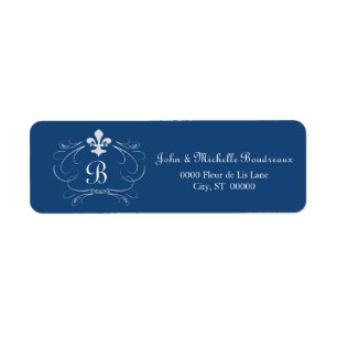 Elegant Fleur de Lis Monogram Return Address Label
