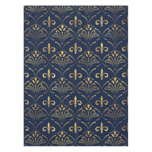 Elegant Fleur-de-lis pattern - Gold and deep blue Tablecloth
