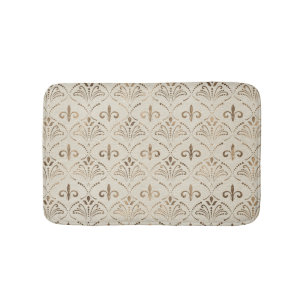 Elegant Fleur-de-lis pattern - pastel gold Bath Mat