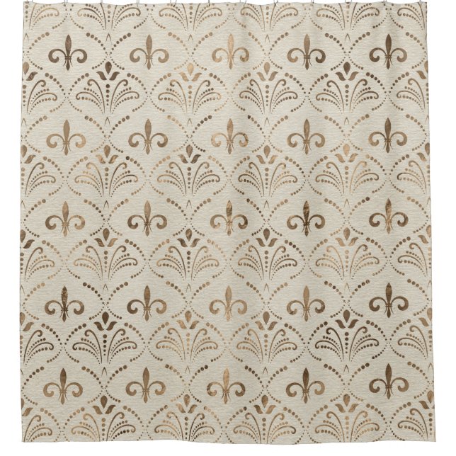 Elegant Fleur-de-lis pattern - pastel gold Shower Curtain (Front)