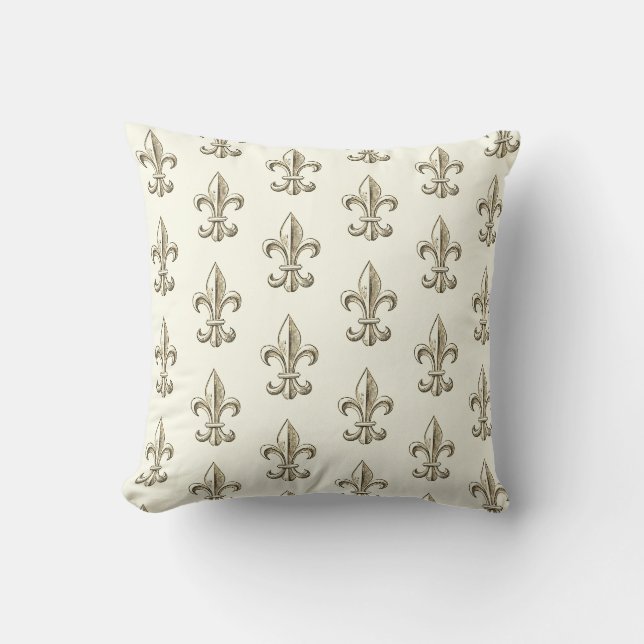 Elegant Fleur de Lis Pattern Throw Pillow (Front)