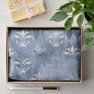 Elegant Fleur-de-Lis - Vintage Blue French  Tissue Paper
