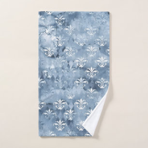 Elegant Fleur-de-Lis - Vintage Blue Sport  Hand Towel