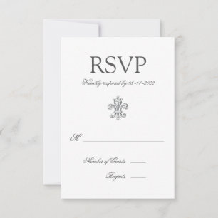 Elegant Fleur de Lis Wedding RSVP 2 Card