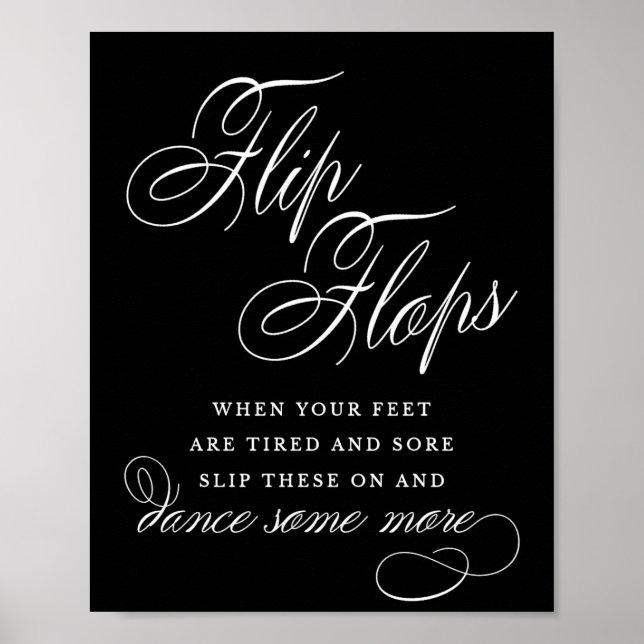 Elegant Flip Flops White Calligraphy | Favour Sign (Front)