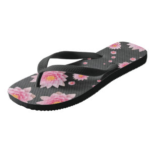 Elegant Floating Pink Lotus Flowers Thongs