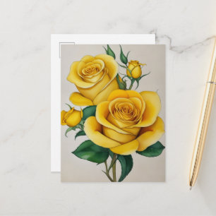 Elegant Flora Yellow Rose Postcard