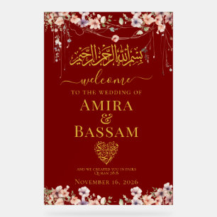 Elegant FloraI Wildflower Islamic Couples Wedding  Acrylic Sign