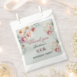 Elegant Floral 100th Birthday Favour Bag