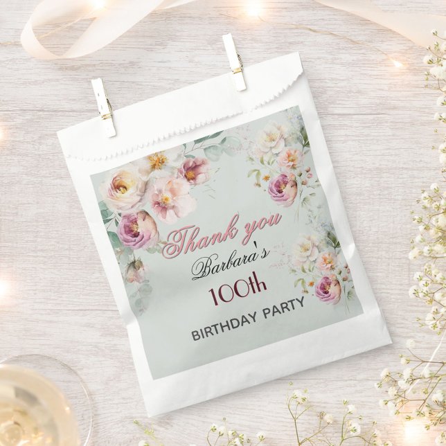 Elegant Floral 100th Birthday  Favour Bag (Creator Uploaded)