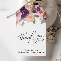 Elegant Floral 100th Birthday Party Thank You