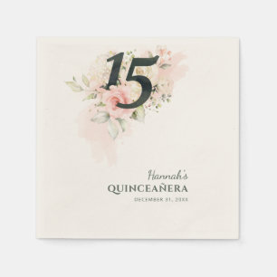 Elegant Floral 15th Birthday Quinceanera Party Napkin