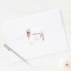 Elegant Floral 18th Birthday Invitation Card Square Sticker