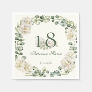 Elegant Floral 18th Birthday Napkins