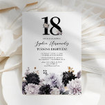 Elegant Floral 18th Birthday Party Invitation<br><div class="desc">Set the tone for a memorable milestone celebration with our 18th birthday party invitations. The classic white backdrop beautifully contrasts the rustic black & lilac watercolor florals, making the invite an absolute visual treat. Paired with a chic eighteen birthday celebration text template that you can personalise, these invitations are a...</div>